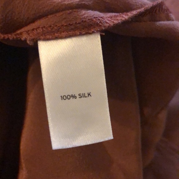 Trouvé brown Silk asymmetrical flowy blouse - Picture 8 of 9